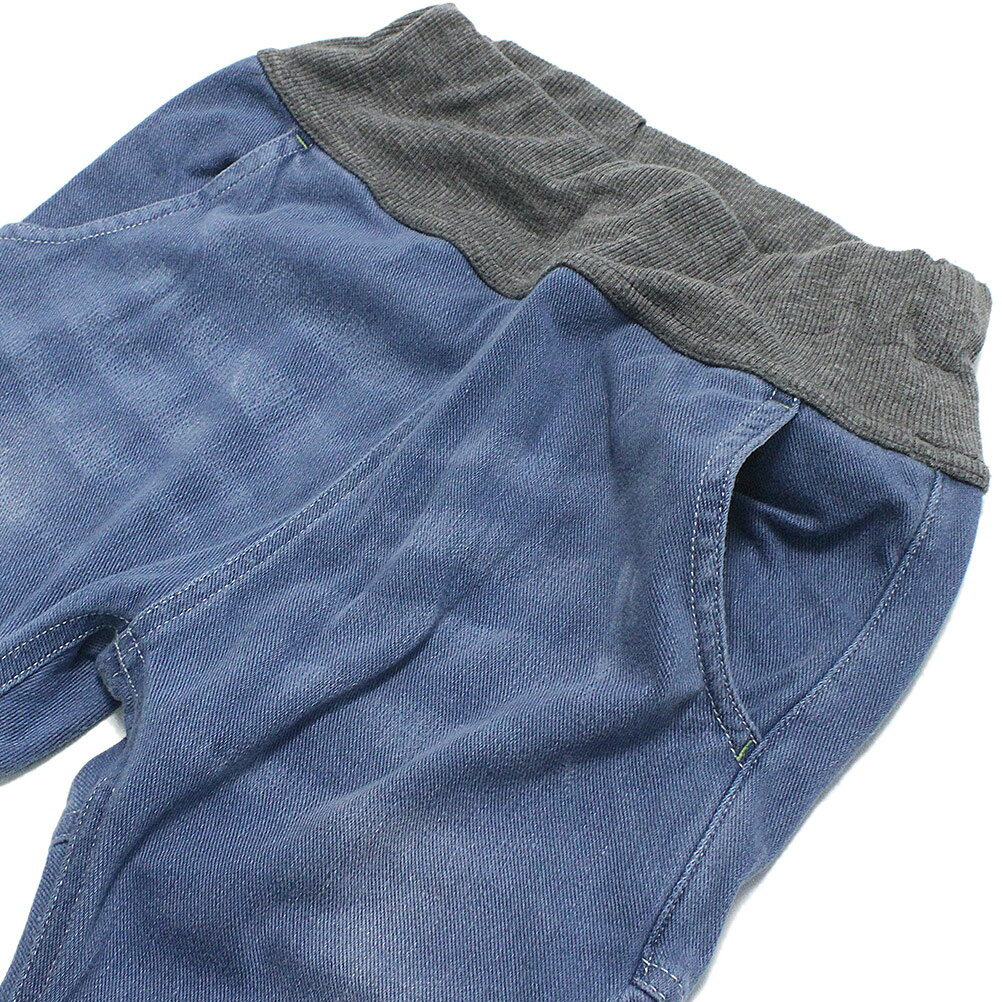 子供服サーカスの【オフィシャルチーム 子供服 OFFICIAL TEAM】 サルエルハーフパンツ(カットデニム) ブルー｜アングル3