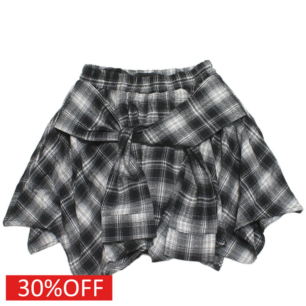 【Love toxic/ラブトキ/ラブトキシック/JS/ジュニア/ガールズ】 セール 【30%OFF】 腰巻き風チェックキュロット クロ(80)