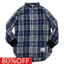 【子供服 ジュニア 親子 GENERATOR ジェネレーター】 セール 【80%OFF】 バンドカラーシャツ チェックネイビー(CN)