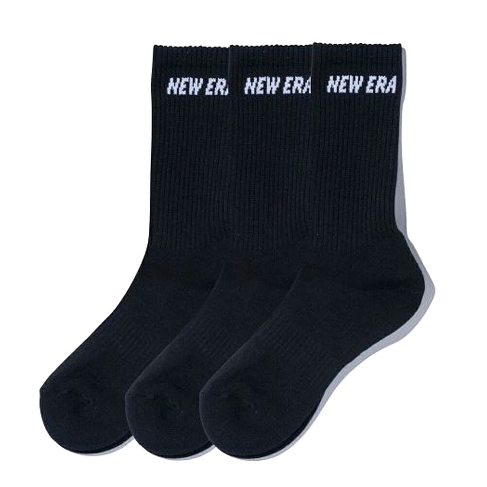 【ニューエラ キッズ/NEW ERA KIDS/帽子】 あす楽 CREW 3PAIRS SOCKS (BLACK) ブラック