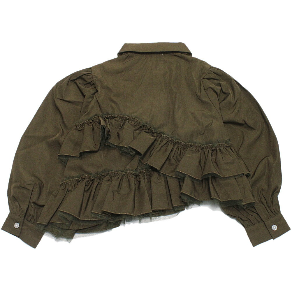 【ユニカ 子供服 UNICA 女の子 ガールズ レディース】 ウェービーフリルブラウス カーキ（18)