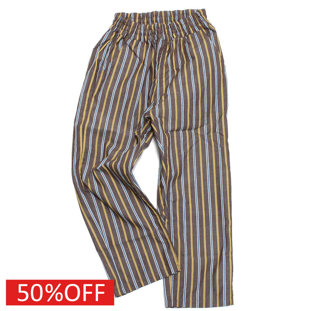 短裤 - 【オーシャンアンドグラウンド/子供服/ベビー/キッズ/ジュニア/ocean＆ground】 セール 【50%OFF】 ストライプワイドイージーパンツ ブラウン(BR)