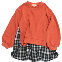 【ユニカ 子供服 UNICA 女の子 ガールズ レディース】 タータンチェックバックきりかえトレーナー オレンジ(16)
