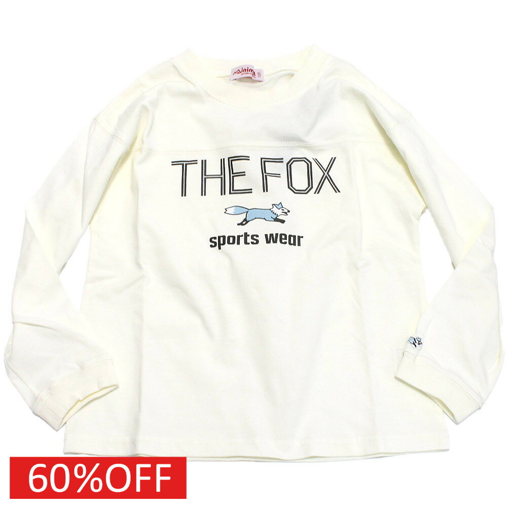 【ミニマル minimal キッズ服 SDGs 子供服 アウトドア 】 セール 【70%OFF】 the FOXロングTシャツ(防汚加工） オフホワイト(03)