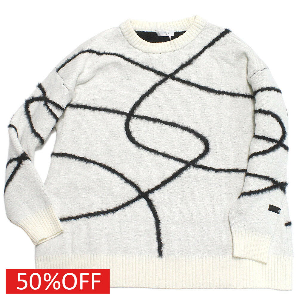 Crew Neck - 【アルジー/algy/JS/ガールズ/ジュニア/女の子】 セール 【50%OFF】 ニュアンスラインニット オフホワイト(OW)