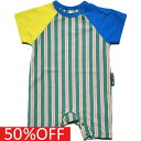 【オフィシャルチーム 子供服 OFFICIAL TEAM】 セール 【50%OFF】 ストライプドッキングロンパース ターコイズ