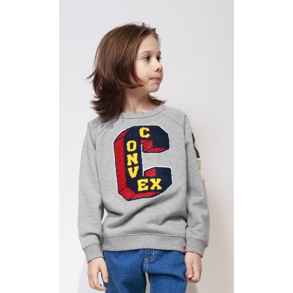 【CONVEX コンベックス 子供服 ジュニア キッズ】 セール 【60%OFF】 サガラ刺繍/ラグラントレーナー 杢グレー(15)
