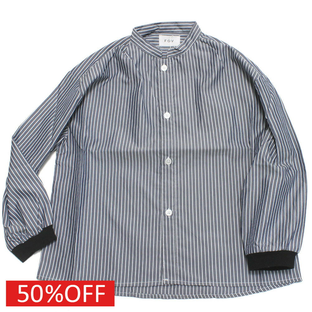 【子供服 フォブ FOV キッズ】 セール 【50%OFF】 ストライプマオカラーシャツ ネイビー(NV)