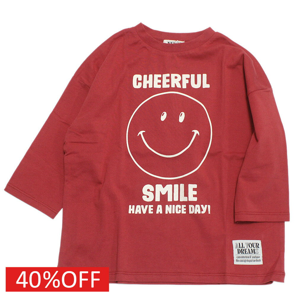 【ニードルワークス NEEDLE WORKS】 セール 【30%OFF】 【NeWo】スマイル7分袖Tシャツ レッド