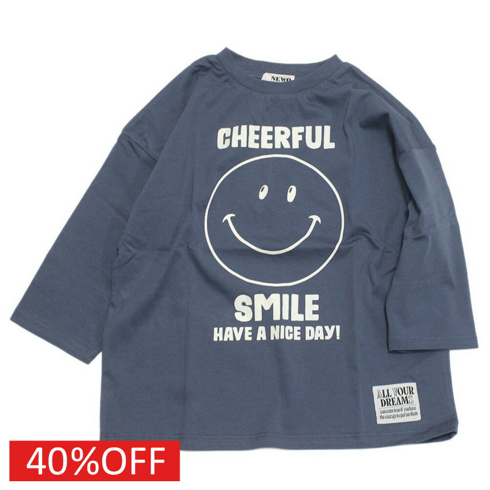 【ニードルワークス NEEDLE WORKS】 セール 【30%OFF】 【NeWo】スマイル7分袖Tシャツ ネイビー