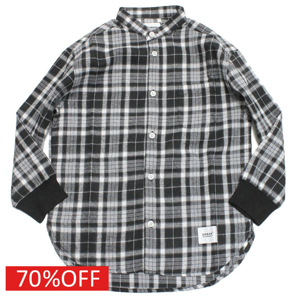 【子供服 ジュニア 親子 GENERATOR ジェネレーター】 セール 【70%OFF】 バンドカラーシャツ ブラック(BK)