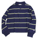 【チャンピオン/メンズ/レディース/Champion】 LONG SLEEVE ボーダーポロシャツ カーボンブルー(395)