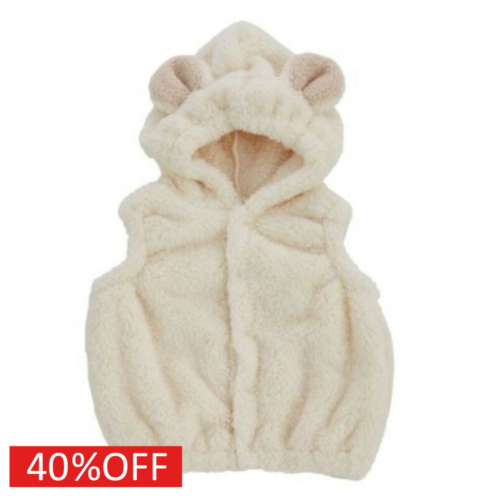 【オーシャンアンドグラウンド/子供服/ベビー/キッズ/ジュニア/ocean＆ground】 セール 【40%OFF】 【La stella/ラステラ】アニマルフードベビーベスト オフホワイト(OW)