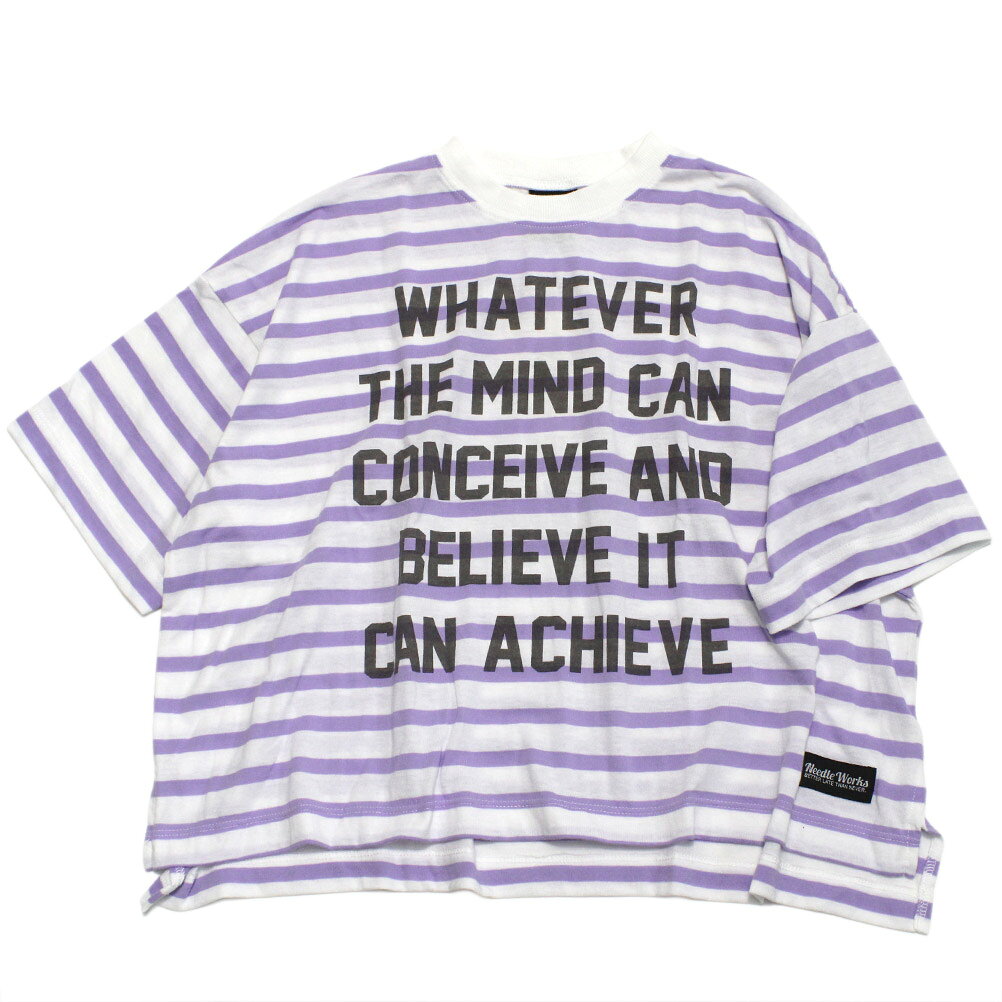 PORTER - 【ニードルワークス NEEDLE WORKS】 T/C天竺BIGロゴTシャツ ペールライラックボーダー