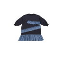 【オーシャンアンドグラウンド/子供服/ベビー/キッズ/ジュニア/ocean&ground】 デニムフリルドッキングカットソーワンピース チャコール(CH)(4)
