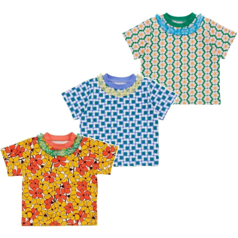 乐天商城 - 【オーシャンアンドグラウンド/子供服/ベビー/キッズ/ジュニア/ocean＆ground】 レトロパターンコンパクトTシャツ