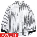【子供服 フォブ FOV キッズ】 セール 【70%OFF】 ストライプバンドカラーシャツ ブラック(BK)