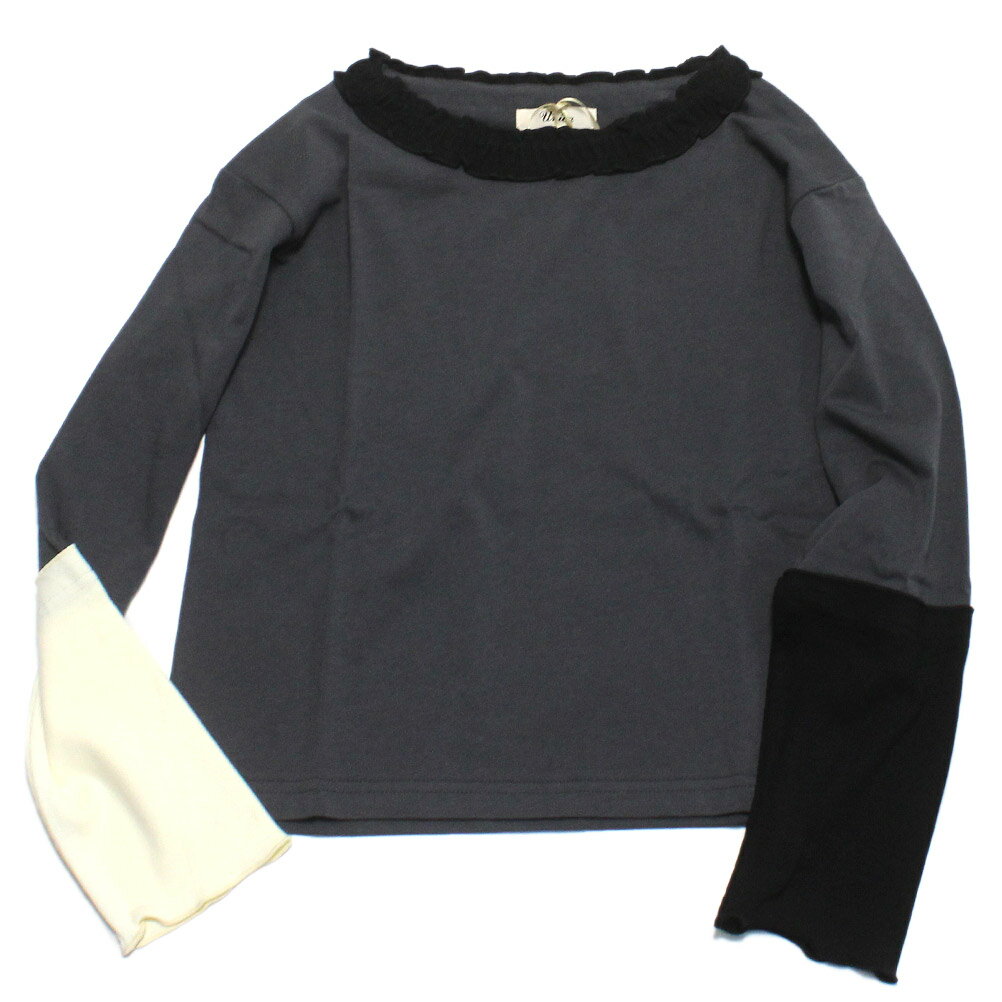 【ユニカ 子供服 UNICA 女の子 ガールズ レディース】 カラフルスリーブtee チャコール(11)