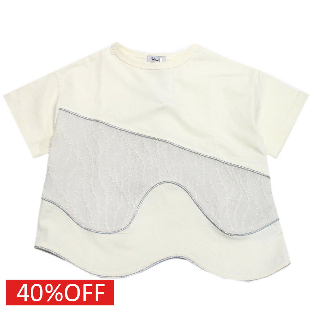 Rakuten - 【ユニカ 子供服 UNICA 女の子 ガールズ レディース】 セール 【40%OFF】 キラキラライン切替Tシャツ オフホワイト(2)