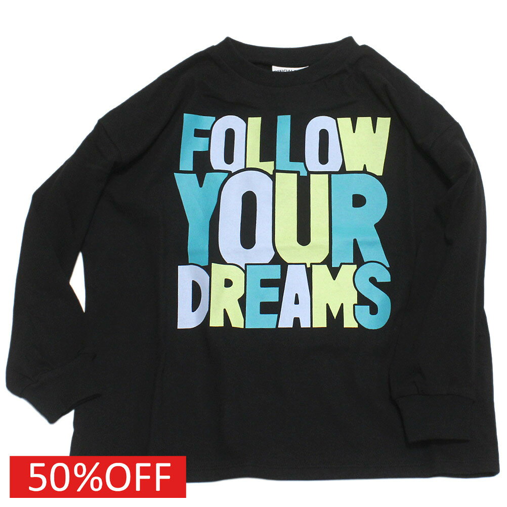 【オフィシャルチーム 子供服 OFFICIAL TEAM】 セール 【50%OFF】 20/天竺 ビックロゴワイドTシャツ ブラック