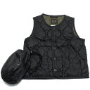 【TAION タイオン ダウン インナーダウン キッズ 子供服 プレゼント】 ミリタリー クルーネックボタン ダウンベスト ブラック(BLK)