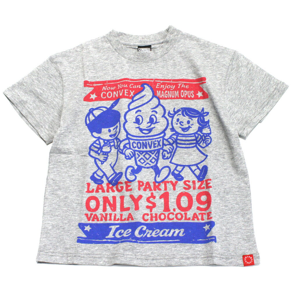 Rakuten - 【CONVEX コンベックス 子供服 ジュニア キッズ】 ICEクリーム/ワイドTシャツ 杢グレー(15)