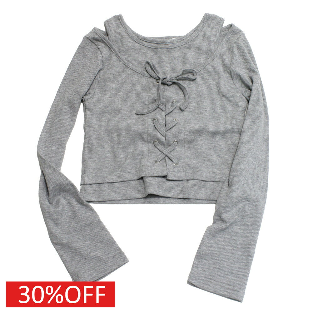 Rakuten - 【Love toxic/ラブトキ/ラブトキシック/JS/ジュニア/ガールズ】 セール 【30%OFF】 レースアップテレコ長袖Tシャツ トップグレー(85)