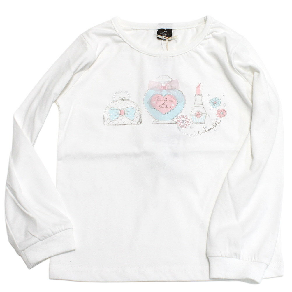 Rakuten - 【AIMABLE/子供服/エマーブル/子ども服/JS/ジュニア/女の子】 コスメ長袖Tシャツ アイボリー(IV)
