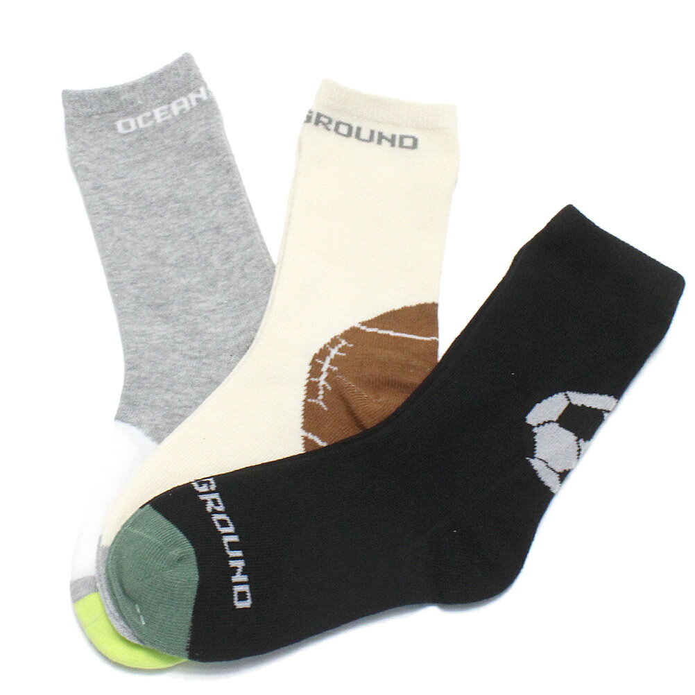 【オーシャンアンドグラウンド/子供服/ベビー/キッズ/ジュニア/ocean&amp;ground】 セール 【50%OFF】 ボールゲームクルーソックス3PSET グレー(GY)
