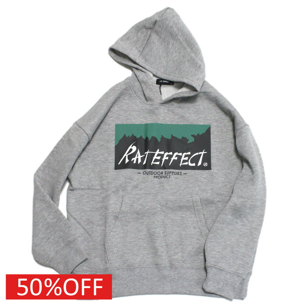 【RAT EFFECT ラットエフェクト ジュニア 子供服】 セール 【50%OFF】 RATEFFECT　MOUNTAIN裏起毛フーディ 杢グレー