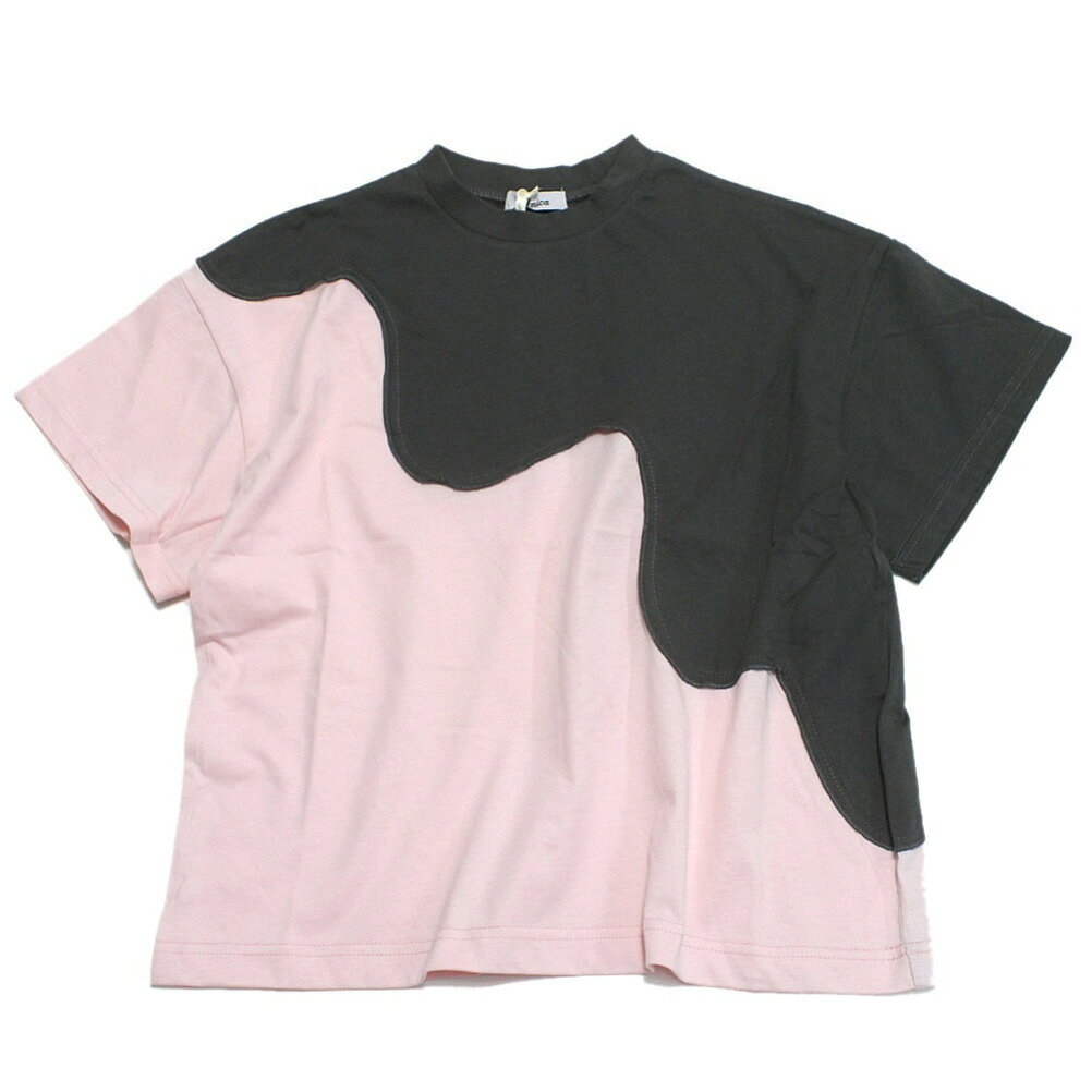 T-Shirts （Short Sleeve） - 【ユニカ 子供服 UNICA 女の子 ガールズ レディース】 twoピースバイカラーTシャツ チャコール×ピンク(61)