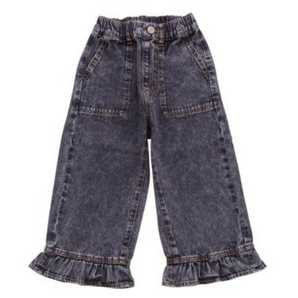 Denim - 【オーシャンアンドグラウンド/子供服/ベビー/キッズ/ジュニア/ocean＆ground】 フリルデニム ブラック(BK)