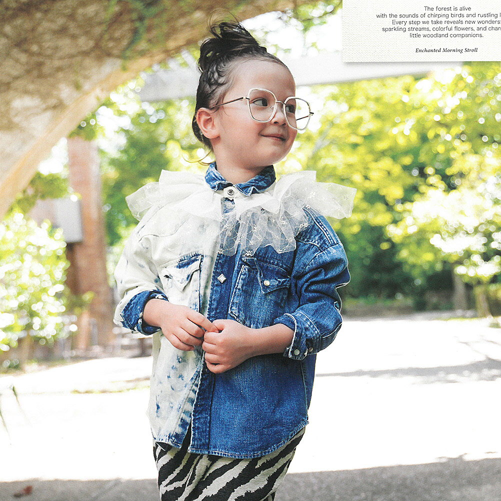 【子供服 親子 ゴートゥーハリウッド GO TO HOLLYWOOD 】 セール 【30%OFF】 チュール ツケエリツキ ワークデニムシャツ JK 14BLブルー