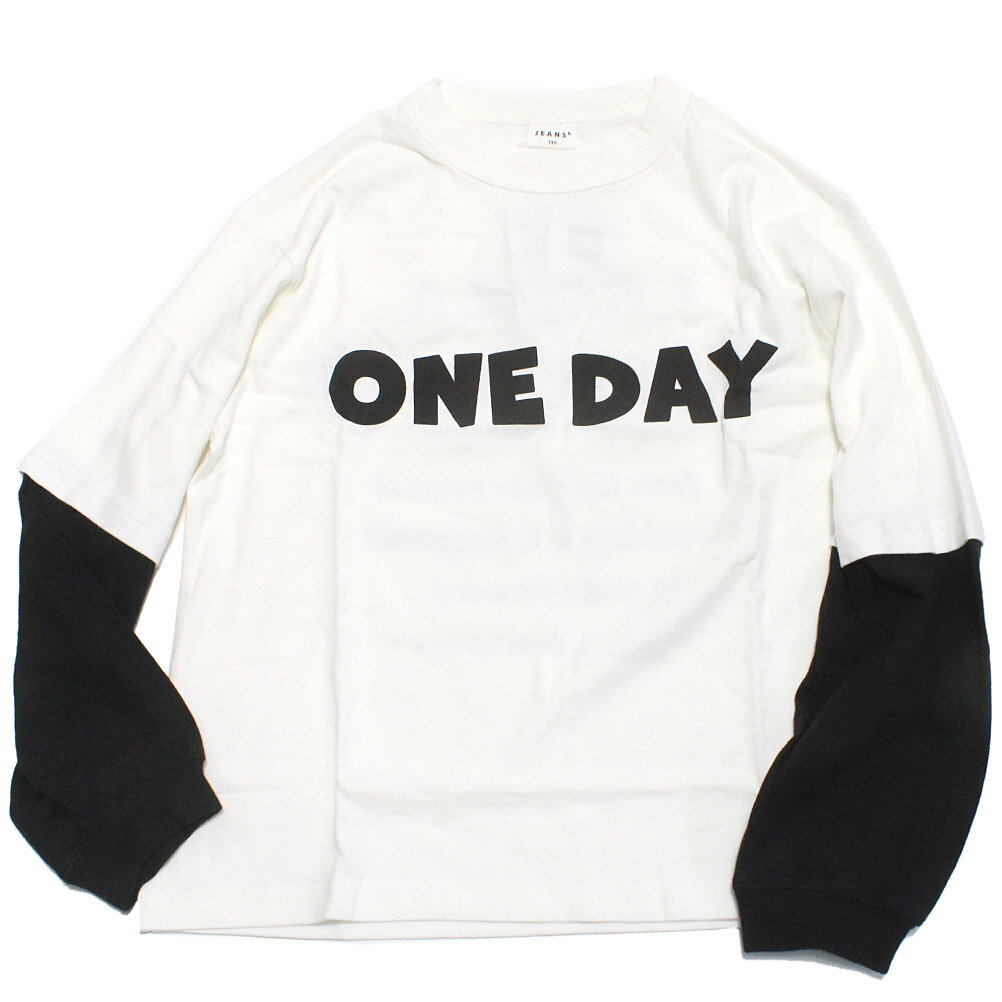 【JEANS.B/ジーンズベー/子供服】 ONE DAY レイヤード風ロングTシャツ オフホワイト(OW)