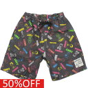 【エフオーキッズ F.O.KIDS】 セール 【50%OFF】 PEANUTSコラボ 総柄サマーショーツ ブラック(BK)