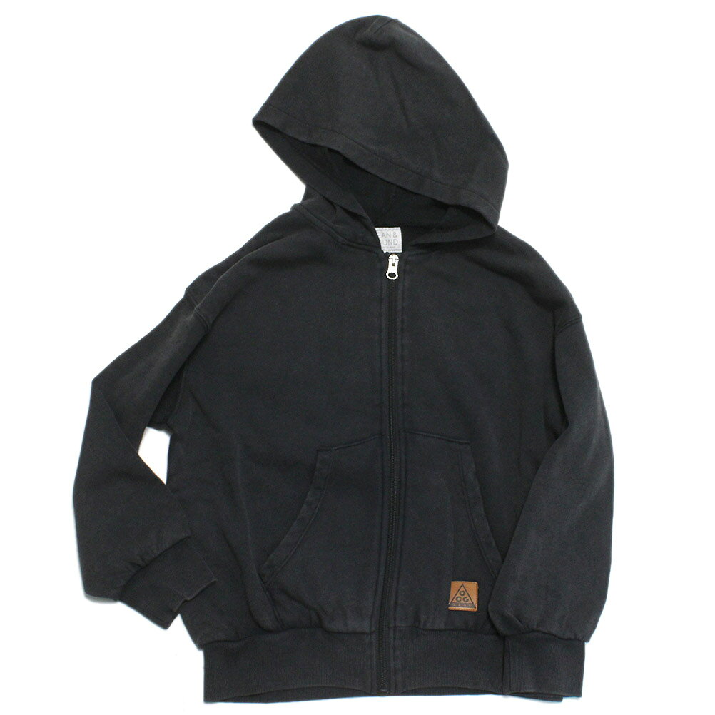 【オーシャンアンドグラウンド/子供服/ベビー/キッズ/ジュニア/ocean＆ground】 ユーズドウォッシュジップパーカー ブラック(BK)