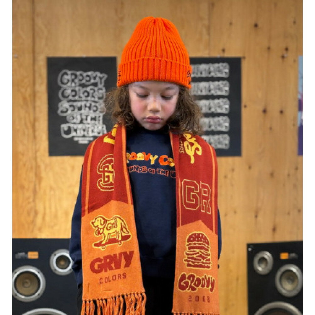 【グルーヴィーカラーズ groovy colors ジュニア 子供服】 ウラケ 2TONE GCロゴ OVERSIZE スウェット【10月入荷予定】 4NV紺