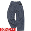 【子供服 親子 レディース FITH フィス FITH社】 セール 【50%OFF】 ダブルスラブシャンブレー タックロングパンツ 4NV紺