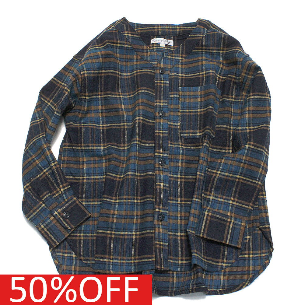 楽天子供服サーカス【オーシャンアンドグラウンド/子供服/ベビー/キッズ/ジュニア/ocean&ground】 セール 【50％OFF】 あす楽 チェックカーディガンシャツ ネイビー（NV）