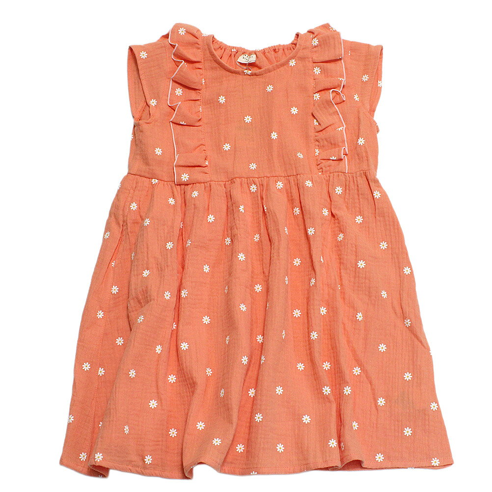 Rakuten - 【la poche biscuit】【子供服】【ラ ポシェ ビスキュイ】【子ども服】 ダブルガーゼデイジー総柄ワンピース オレンジ(OR)