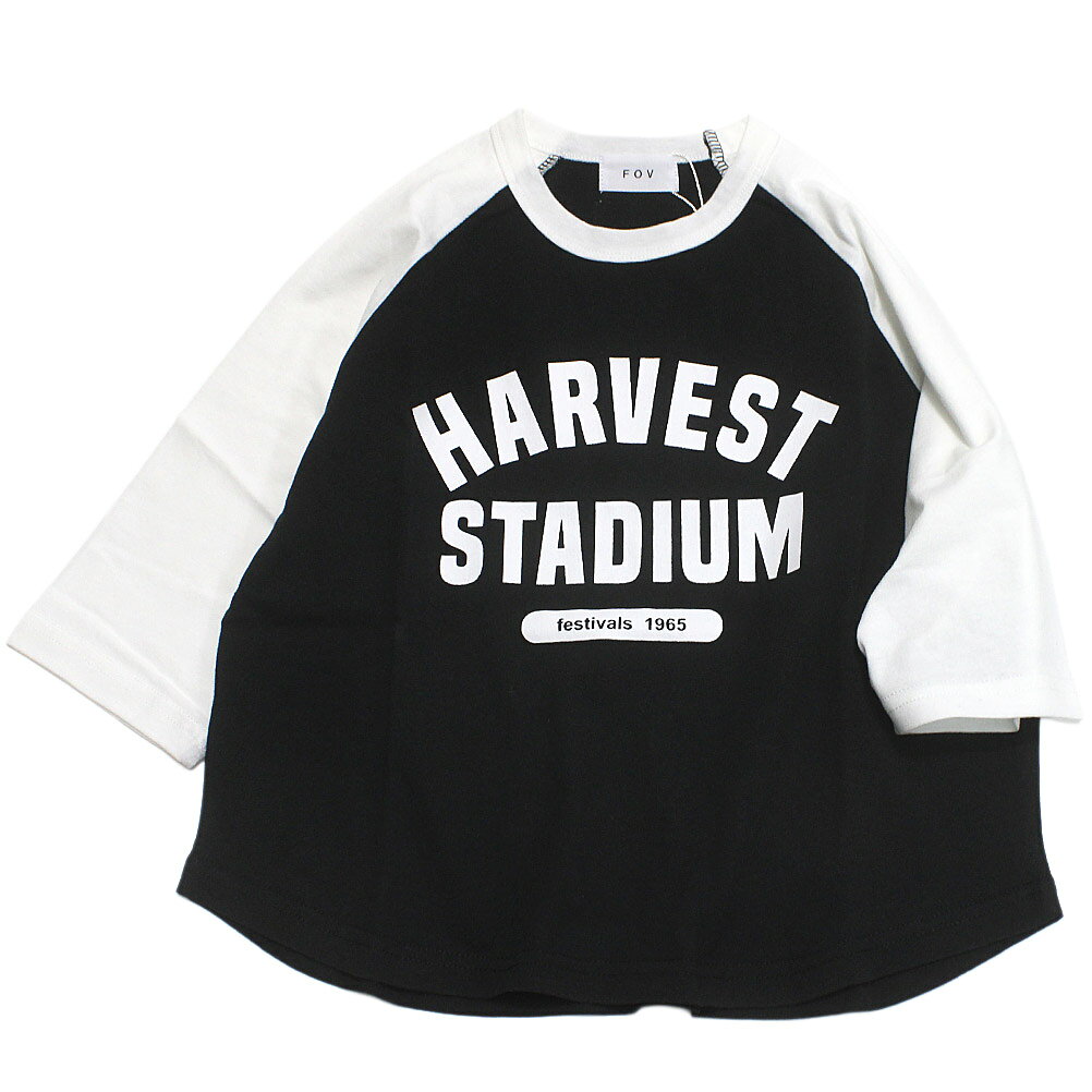 T-Shirts （Half Sleeves） - 【子供服 フォブ FOV キッズ】 HARVEST Tシャツ(7分袖) ブラック(BK)