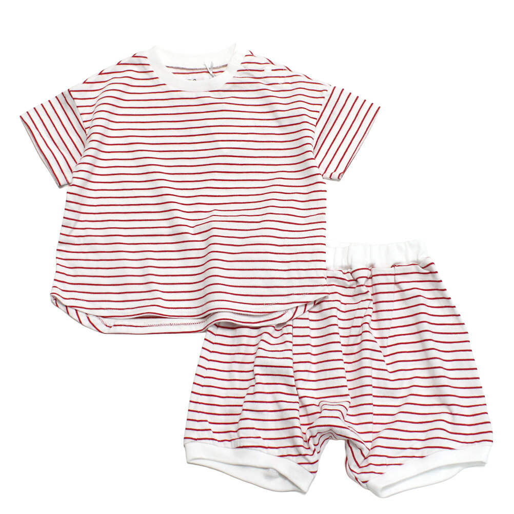 Rakuten - 【オーシャンアンドグラウンド/子供服/ベビー/キッズ/ジュニア/ocean＆ground】 ボーダーベビーセットアップ レッド