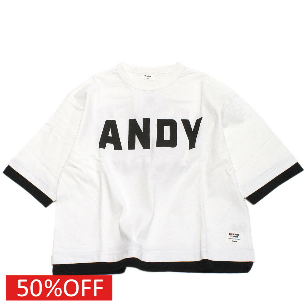 T-Shirts （Half Sleeves） - 【JEANS.B/ジーンズベー/子供服】 セール 【50%OFF】 ANDYレイヤード風Tシャツ(5分袖） オフホワイト(OW)