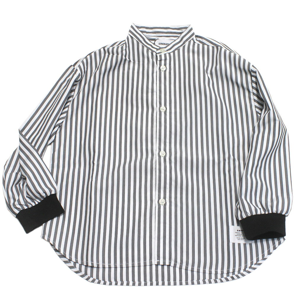 Long-Sleeved - 【子供服 ジュニア 親子 GENERATOR ジェネレーター】 ストライプシャツ ブラック(BK)