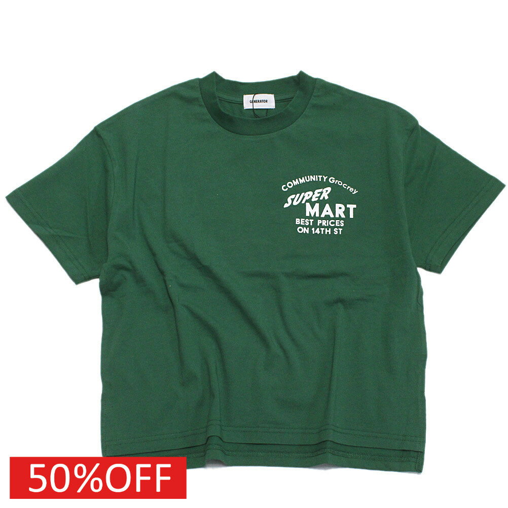 T-Shirts （Half Sleeves） - 【子供服 ジュニア 親子 GENERATOR ジェネレーター】 セール 【50%OFF】 SUPER MART ビッグTシャツ グリーン(GN)