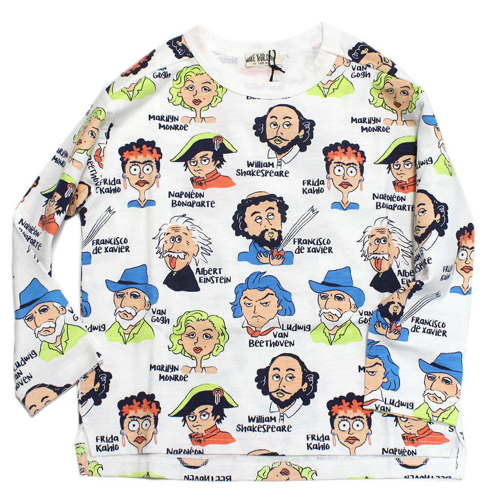 Rakuten - 【子供服/makeyourday/メイクユアデイ】 コミック偉人柄Tシャツ オフホワイト(OW)