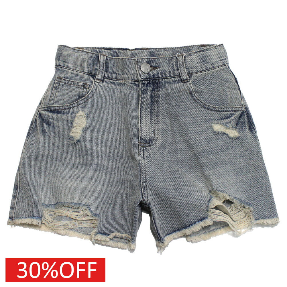 樂天商城 - 【Love toxic/ラブトキ/ラブトキシック/JS/ジュニア/ガールズ】 セール 【30%OFF】 【LTXC】ダメージデニムショートパンツ ブルー(51)