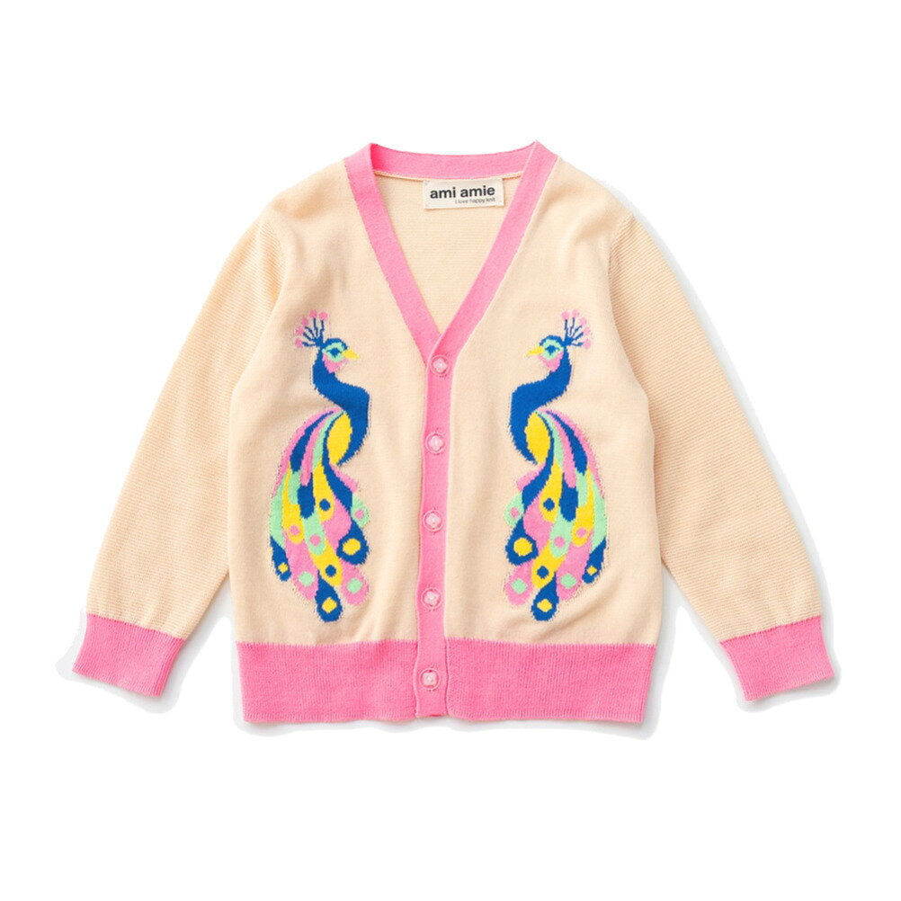 Cardigans - 子供服 男の子 女の子ami amie アミアミ クジャクカーディガン ベージュ(52)