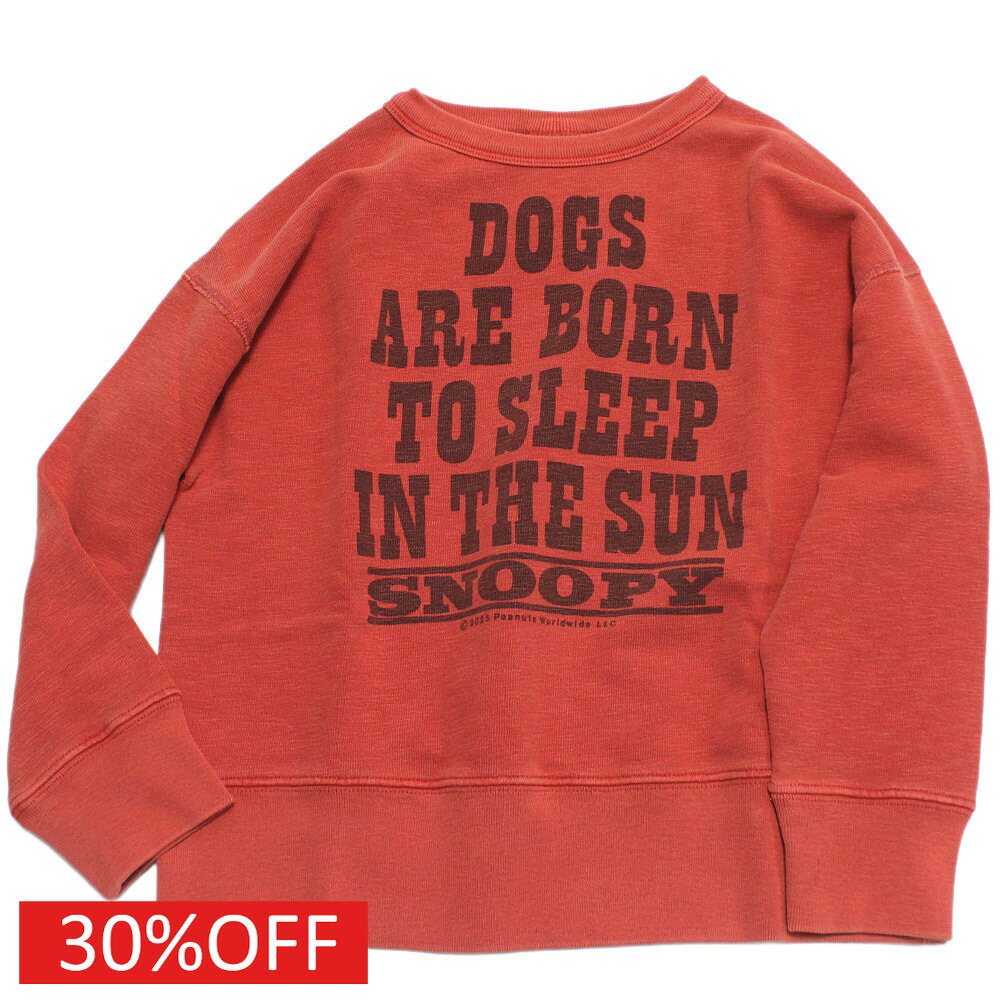 【DD×スヌーピー DENIM DUNGAREE×スヌーピーコラボ PEANUTS 子供服】 セール 【30%OFF】 ウラケ SNOOPY SUN スウェット 5R赤