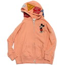 【子供服/ディズニー/DD×ミッキー/DENIM DUNGAREE×MICKEYコラボ/デニムアンドダンガリー】 ビンテージウラケ MICKEY ジップアップパ...